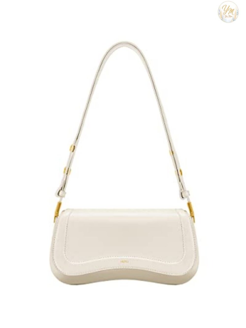 Vegan Leather Baguette Shoulder Bag with Adjustable Strap, Magnetic Snap